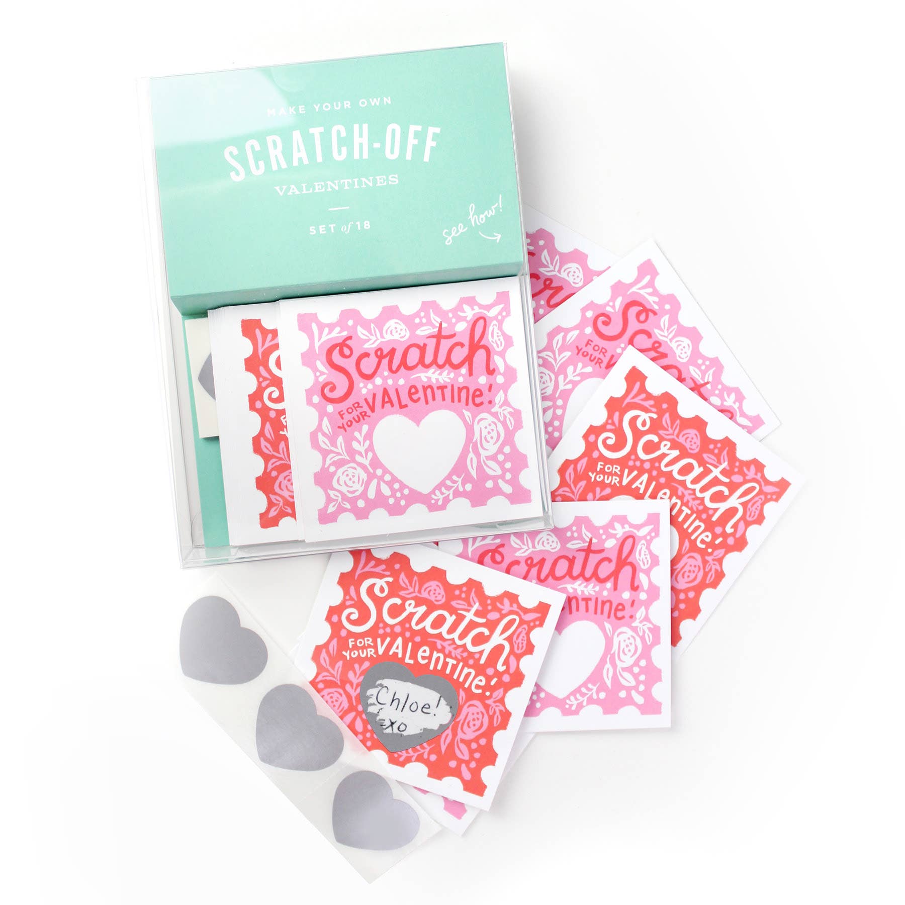 Inklings Paperie - Scratch-off Valentine Cards - Floral