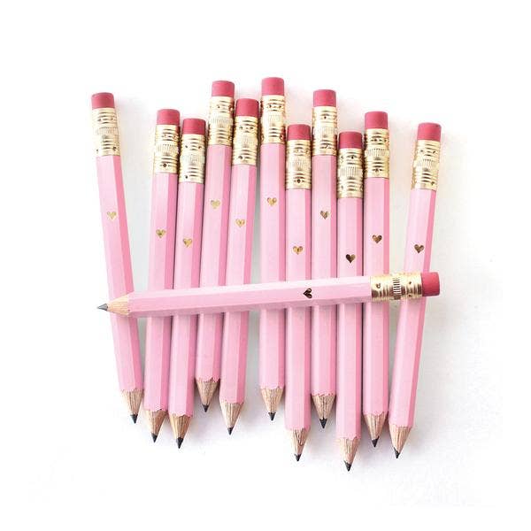 Inklings Paperie - Mini Pencils - Gold Heart/Pink